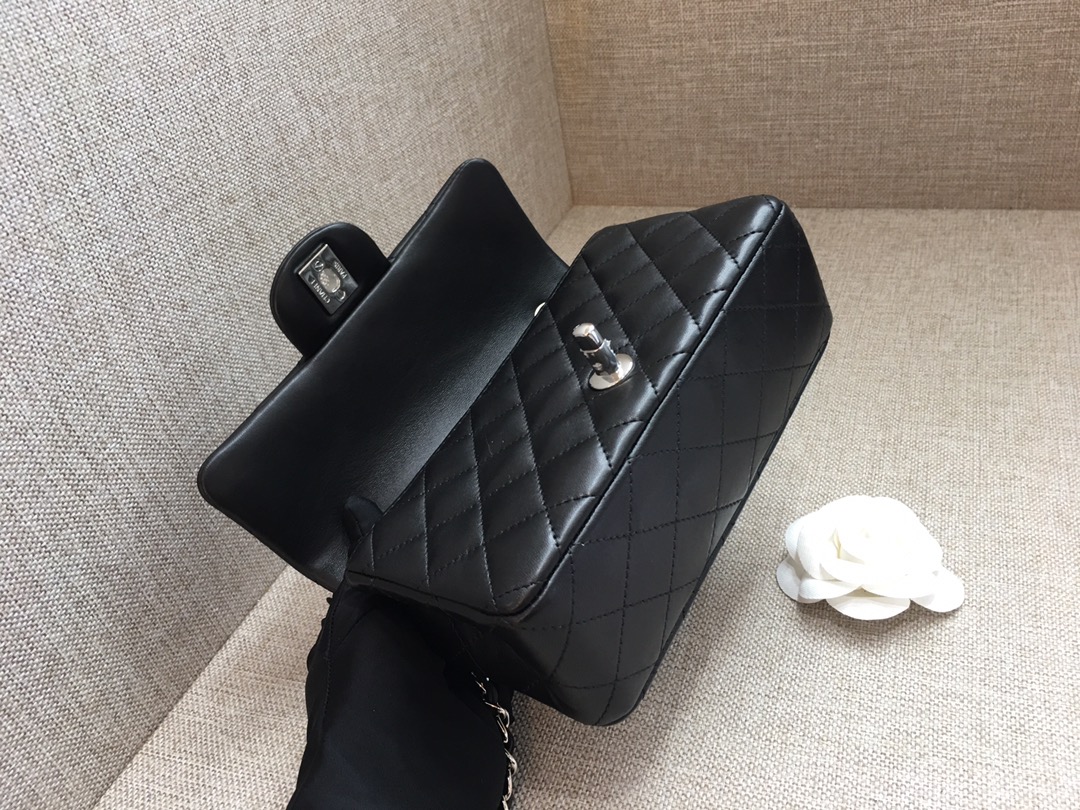 Small Classic Flap Lambskin Bag A01116 Black/Silver